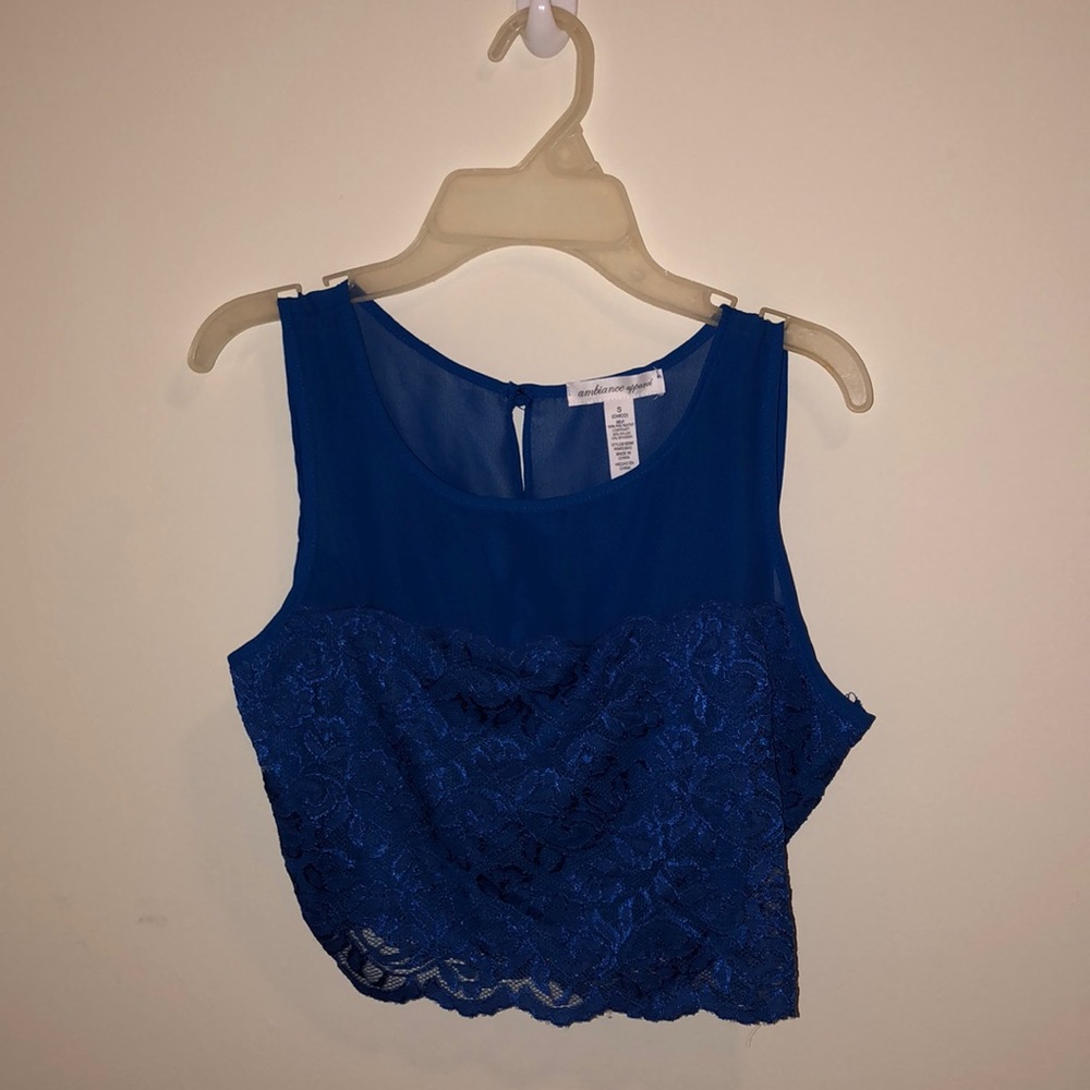 Blue lace crop top